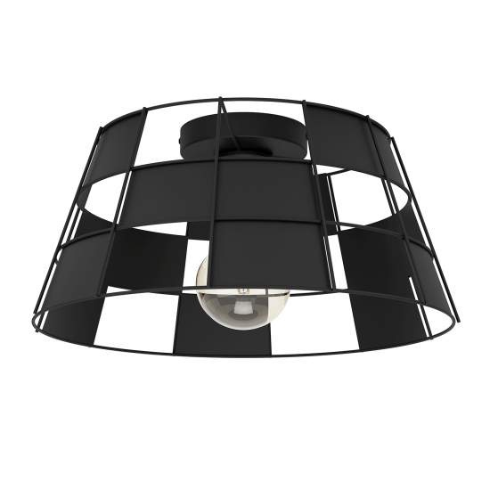 Plafoniera Vintage Pontefract Acciaio Nero 1 Luce E27 43891