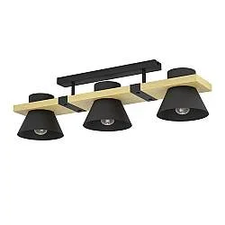 Plafoniera Vintage Maccles Acciaio Nero 3 Luci E27