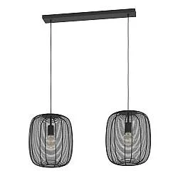 Lampadario A Sospensione Vintage Rinroe Acciaio Nero 2 Luci E27