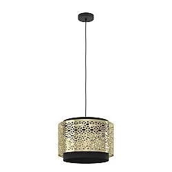 Lampadario A Sospensione Vintage Sandbach Acciaio Nero Ottone 1 Luce E27