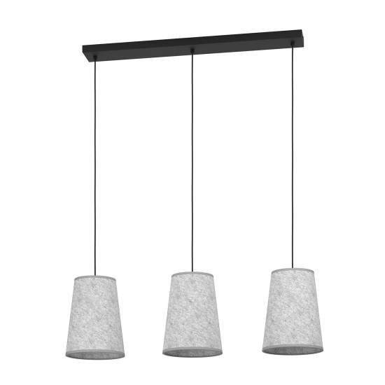 Lampadario A Sospensione Vintage Alsager Acciaio Nero Grigio 3 Luci E27 43985