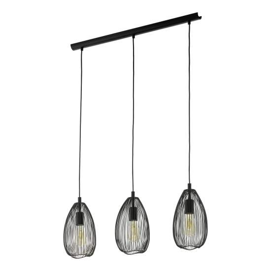 Lampadario A Sospensione Vintage Clevedon Acciaio Nero 3 Luci E27 49142