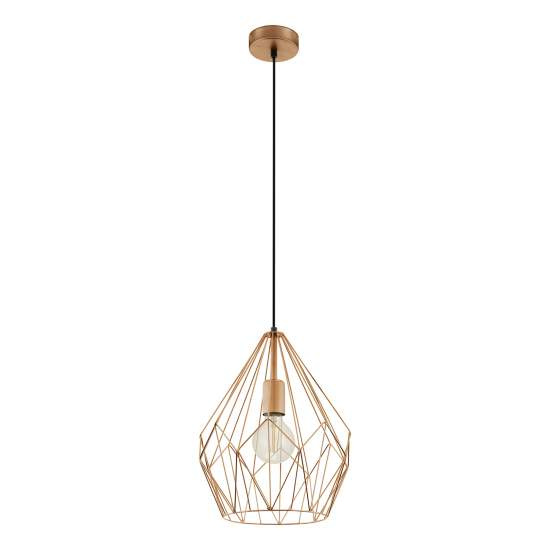 Lampadario A Sospensione Vintage Carlton Acciaio Rame 1 Luce E27 49258