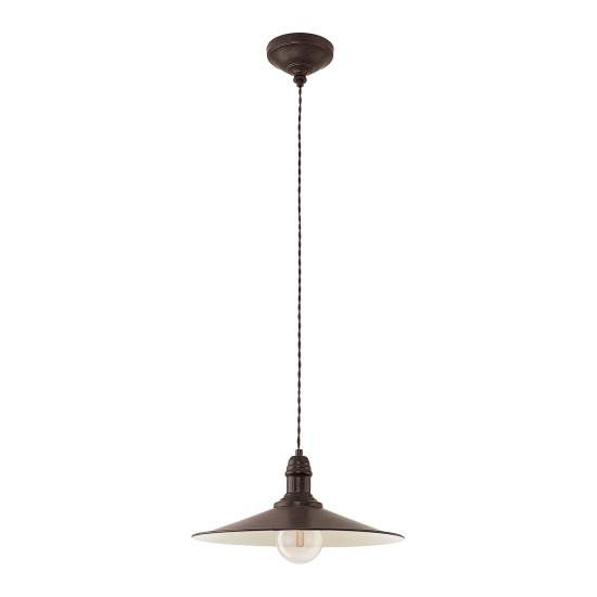 Lampadario A Sospensione Vintage Stockbury Acciaio Marrone Antico 1 Luce E27 49456