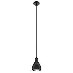 Sospensione Vintage Priddy Acciaio Nero Bianco 1 Luce E27