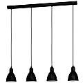 Lampadario A Sospensione Vintage Priddy Acciaio Nero Bianco 4 Luci E27 49466