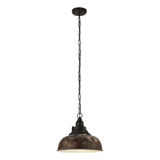 Lampadario A Sospensione Vintage Grantham 1 Acciaio Marrone Antico 1 Luce E27 49819