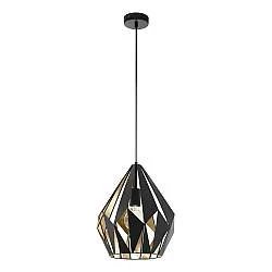 Lampadario A Sospensione Vintage Carlton 1 Acciaio Nero Oro 1 Luce E27