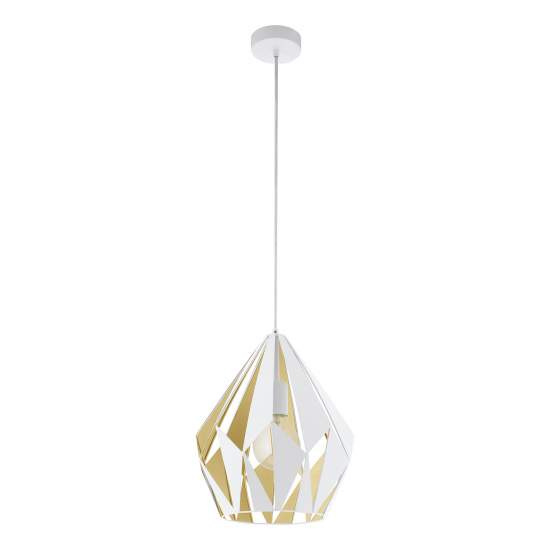 Lampadario A Sospensione Vintage Carlton 1 Acciaio Bianco Oro 1 Luce E27 49932