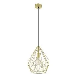 Lampadario A Sospensione Vintage Carlton Acciaio Oro 1 Luce E27 D31