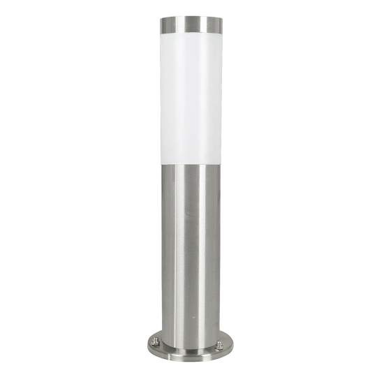 Paletto Esterno Helsinki Acciaio Argento Policarbonato Bianco 1 Luce E27 45Cm 81751