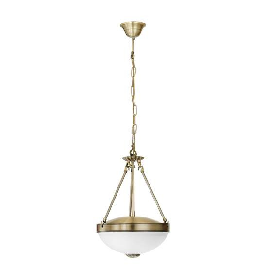 Lampadario A Sospensione Vintage Savoy Metallo Brunito Vetro 2 Luci E27 82747