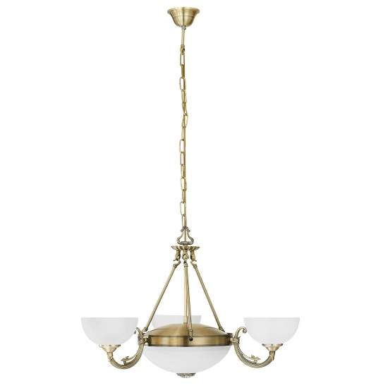 Lampadario A Sospensione Vintage Savoy Metallo Brunito Vetro 3 Luci E14 82748