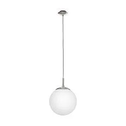 Sospensione Minimal Rondo Acciaio Nichel Satinato Bianco Vetro 1 Luce E27