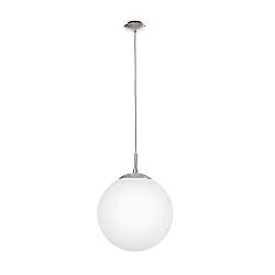 Lampadario A Sospensione Minimal Rondo Acciaio Nichel Opaco Vetro 1 Luce E27