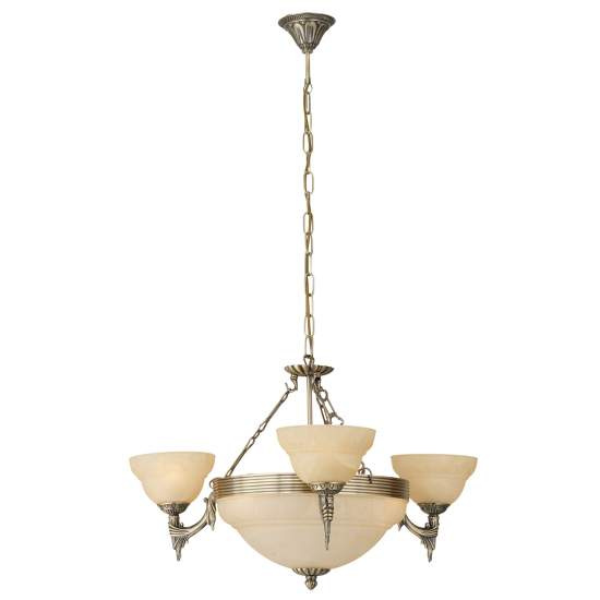 Lampadario A Sospensione Vintage Marbella Metallo Brunito Vetro 6 Luci E14 85857