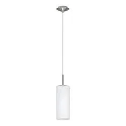 Lampadario A Sospensione Contemporaneo Troy 3 Acciaio Nichel Vetro 1 Luce E27