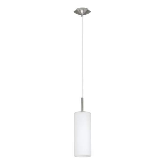 Lampadario A Sospensione Contemporaneo Troy 3 Acciaio Nichel Vetro 1 Luce E27 85977
