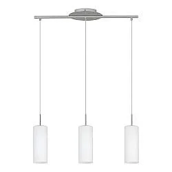 Lampadario A Sospensione Contemporaneo Troy 3 Acciaio Nichel Vetro 3 Luci E27