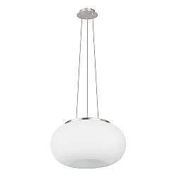 Lampadario A Sospensione Contemporaneo Optica Acciaio Nichel Vetro 2 Luci E27