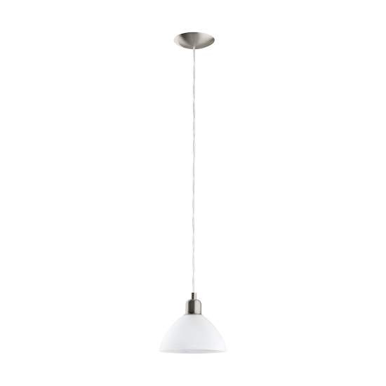 Lampadario A Sospensione Moderno Brenda Acciaio Nichel Vetro 1 Luce E27 87054