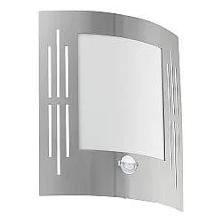Applique Esterno Sensore City Acciaio Argento Policarbonato Bianco E27
