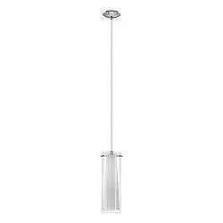 Lampadario A Sospensione Contemporaneo Pinto Acciaio Cromo Vetro 1 Luce E27