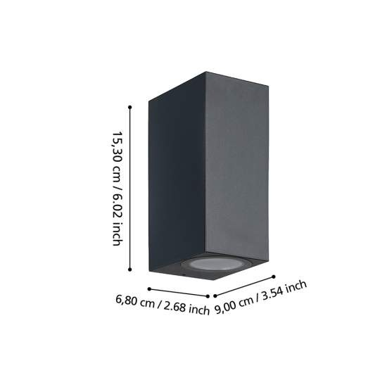 Applique Esterno Moderna Jabaga Policarbonato Nero E Trasp 2 Luce Gu10 900276