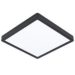 Plafoniera Quadrata Esterno Argolis 2 Acciaio Nero Policarbonato Bianco Led