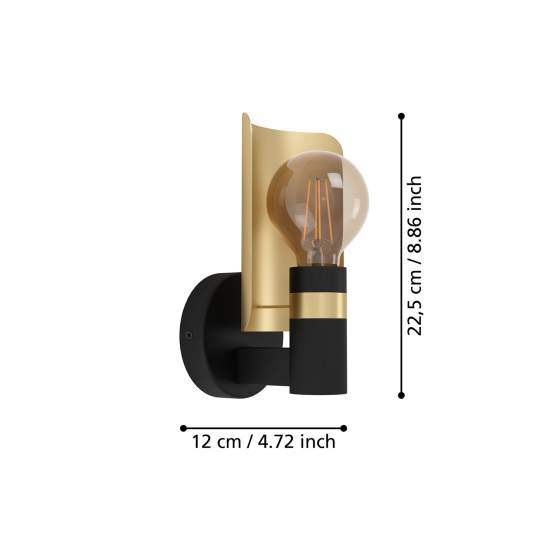 Applique Moderna Hayes Acciaio Nero 1 Luce E27 900375