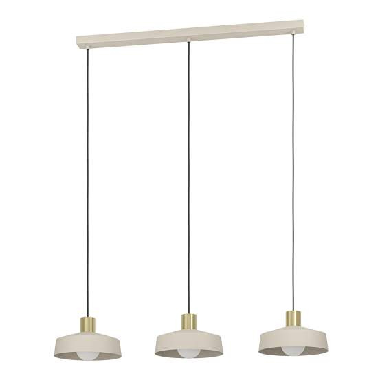 Lampadario A Sospensione Minimal Valdiola Acciaio Sabbia Ottone 3 Luci E27 900431