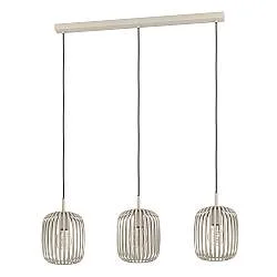 Lampadario A Sospensione Minimal Romazzina Lineare Acciaio Sabbia 3 Luci E27