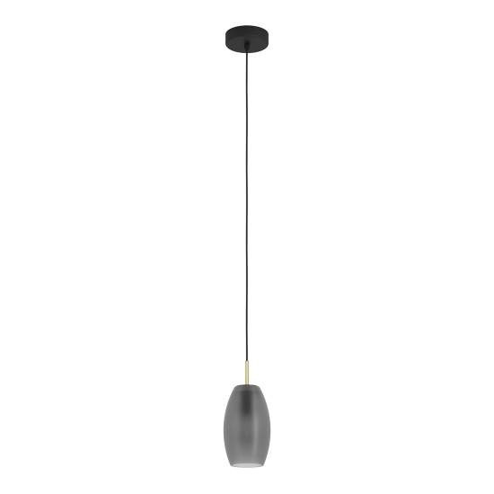 Lampadario A Sospensione Moderno Batista Acciaio Nero Vetro 1 Luce E27 900507