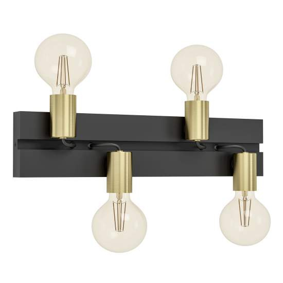 Applique Minimal Macchione Acciaio Nero 4 Luci E27 900509