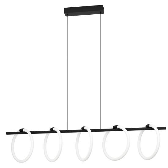 Lampadario A Sospensione Moderno Caranacoa Acciaio Nero 5 Luci Led 7W 7000Lm 900563