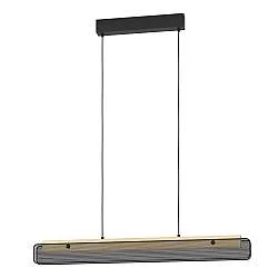 Sospensione Contemporanea Kokomo-Z Metallo Nero Legno 1 Luce Led 34W