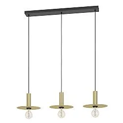 Lampadario A Sospensione Moderno Escandell Acciaio Nero Ottone 3 Luci E27