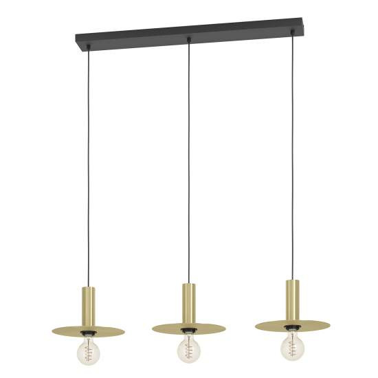 Lampadario A Sospensione Moderno Escandell Acciaio Nero Ottone 3 Luci E27 900732