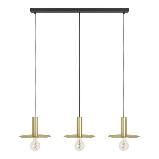 Lampadario A Sospensione Moderno Escandell Acciaio Nero Ottone 3 Luci E27 900732