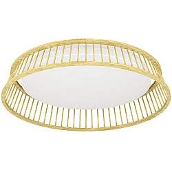 Plafoniera Contemporanea Luppineria Legno Marrone Luce Led Integrato 20W