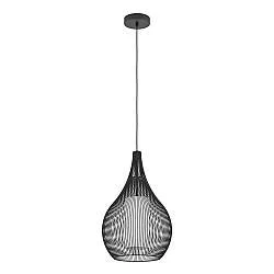 Lampadario A Sospensione Contemporaneo Razoni 1 Acciaio Nero Vetro 1 Luce E27