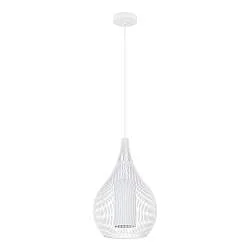Lampadario A Sospensione Contemporaneo Razoni 1 Acciaio Bianco Vetro 1 Luce E27