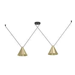 Lampadario A Sospensione Minimal Narices 1 Acciaio Nero Ottone 2 Luci E27