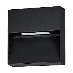 Applique Quadrata Esterno Maruggio Alluminio Nero E Policarbonato Trasp Led