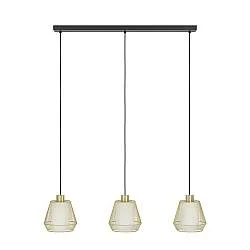 Lampadario A Sospensione Moderno Ciudadela Acciaio Nero Ottone 3 Luci E27