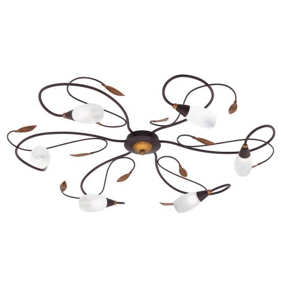 Plafoniera Provenzale Gerbera 1 Acciaio Marrone Anticato 6 Luci G9 33W 90697