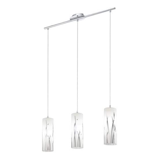 Lampadario A Sospensione Contemporaneo Rivato Acciaio Cromo Vetro 3 Luci E27 92741