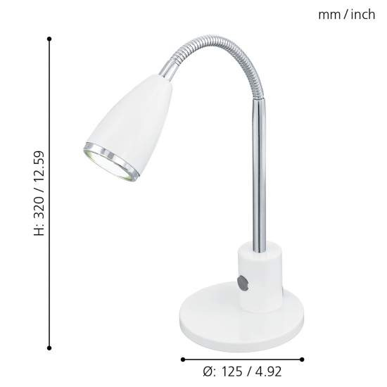 Lampada Da Tavolo Contemporanea Fox Acciaio Bianco 1 Luce Gu10 2,8W 92872