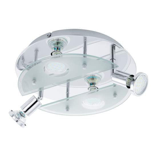 Plafoniera Moderna Cabo 1 Acciaio Cromo 4 Luci Gu10 2,8W 93085