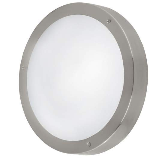 Plafoniera Esterno Moderno Vento 1 Acciaio Argento Vetro Bianco Led 94121